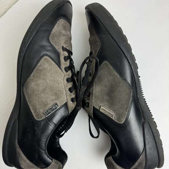 ZEGNA Sport Mens Leather / Suede Lace Up Sneakers in Black Made in Italy Sz 9.5
